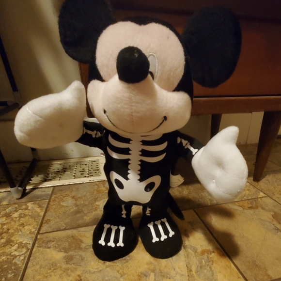 Disney MICKEY MOUSE Skeleton Costume Plush 13" - Picture 1 of 1